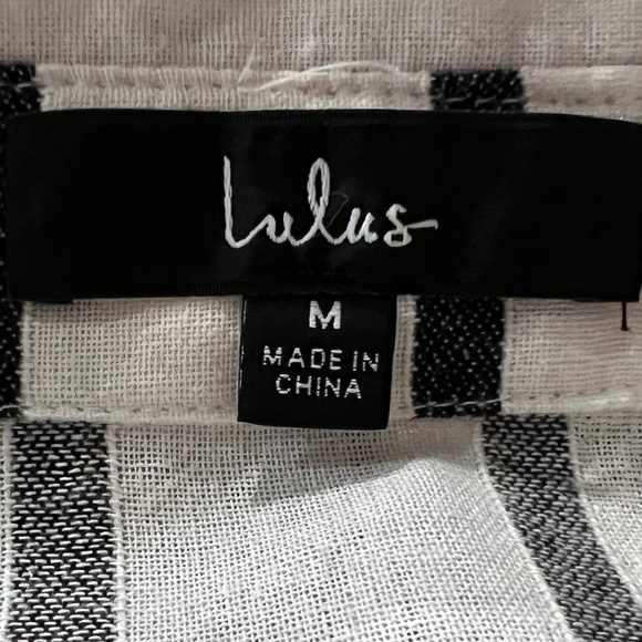 LULUS Amelia Dawn Off-White Striped Long Sleeve Button-Up Top (Size M) - Picture 13 of 16